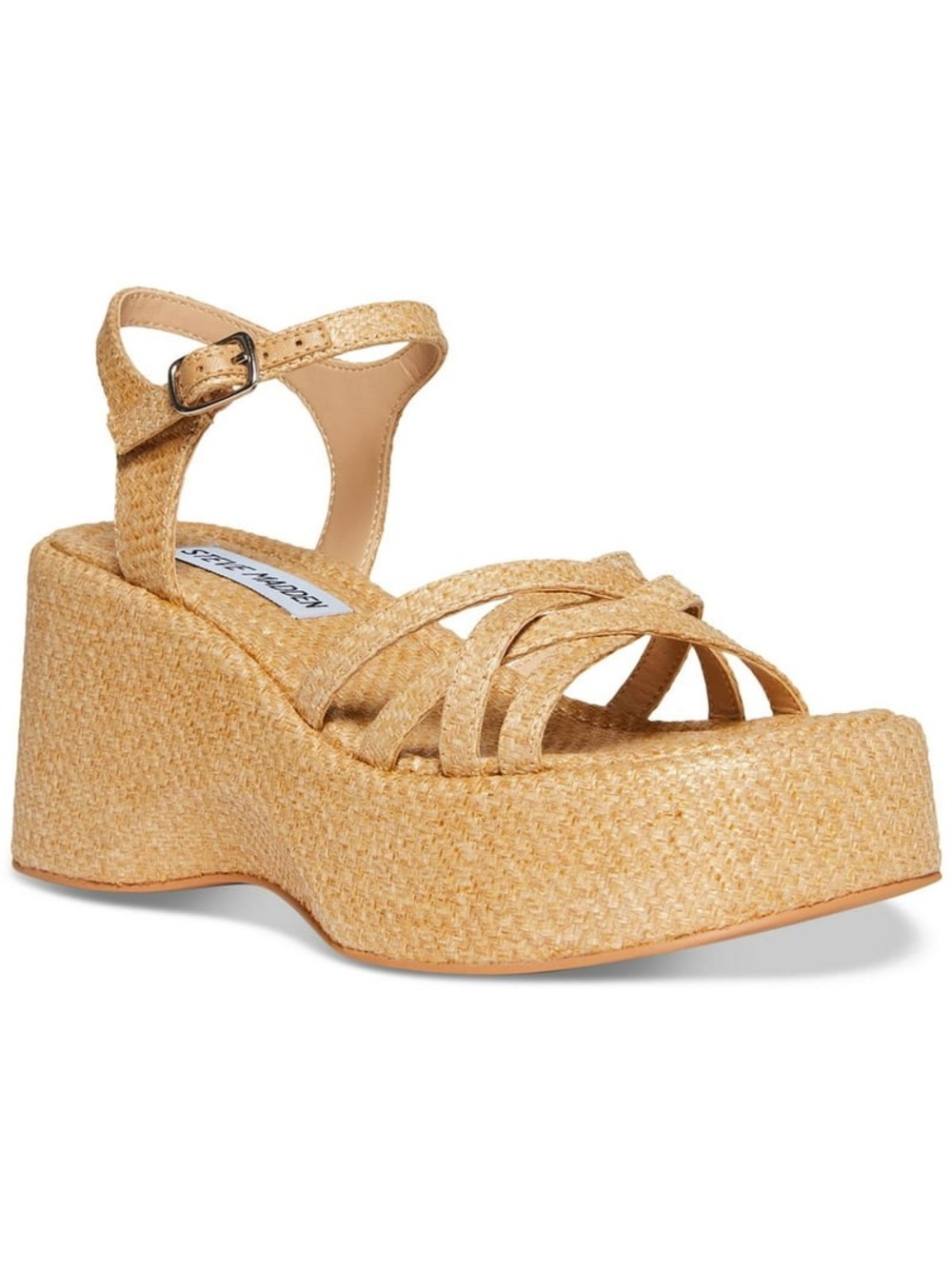 Steve Madden Tan Woven Platform Sandals
